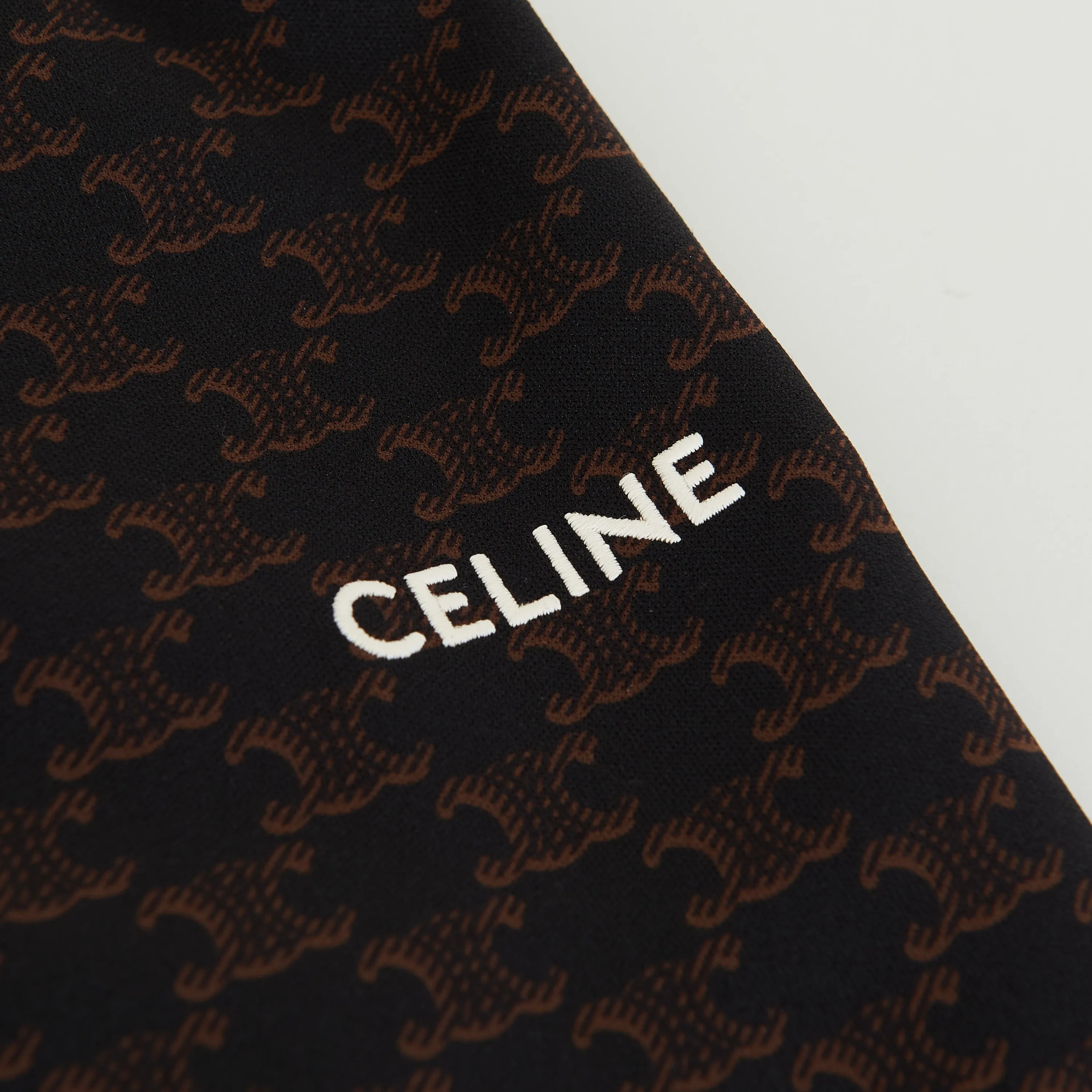 Triomphe Monogram Print Track Pants In Black & Brown Double Face Jersey
