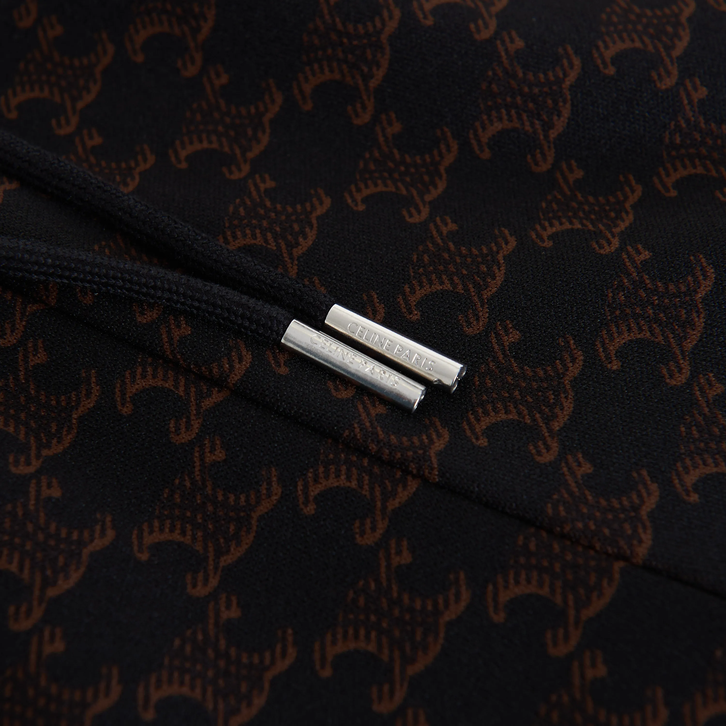 Triomphe Monogram Print Track Pants In Black & Brown Double Face Jersey