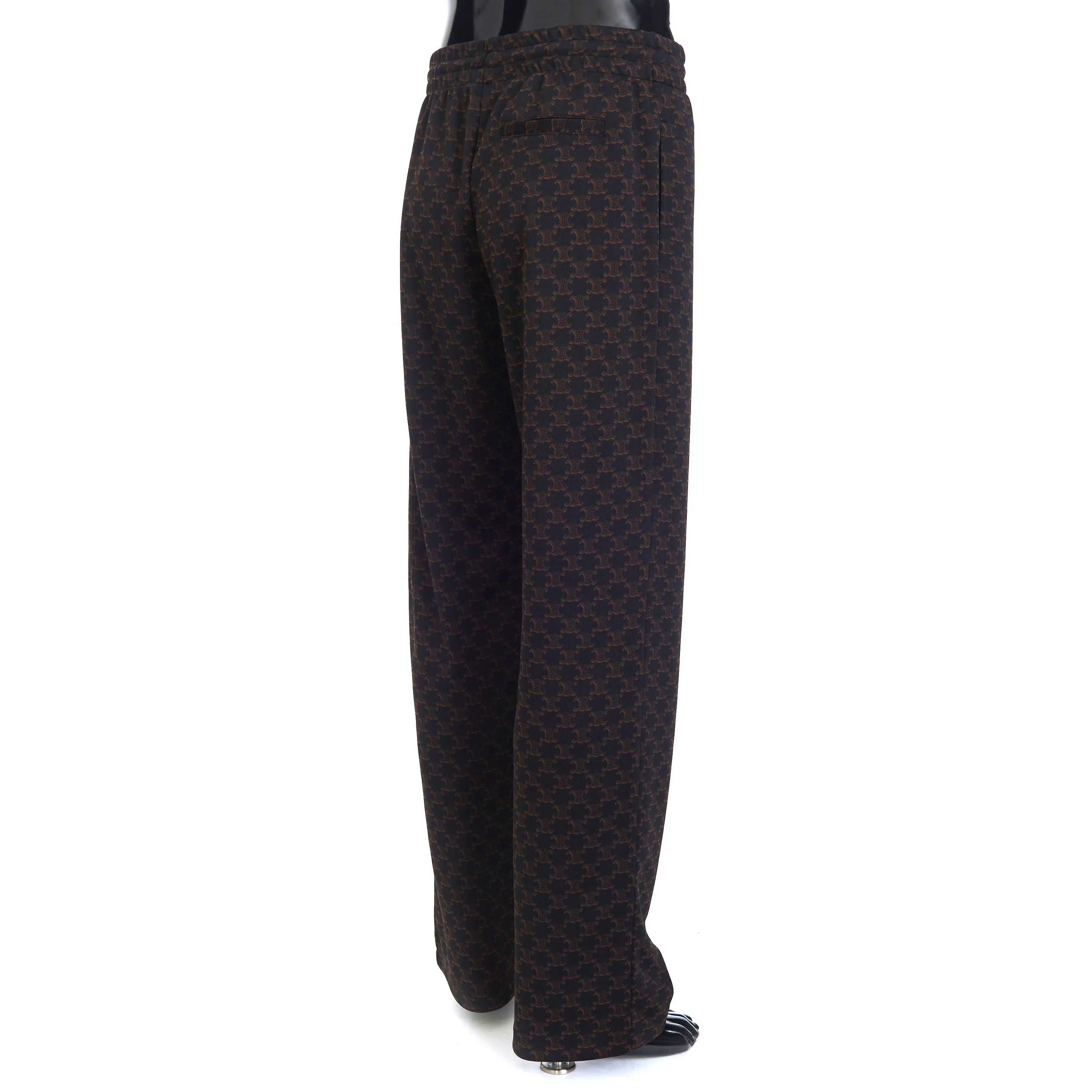 Triomphe Monogram Print Track Pants In Black & Brown Double Face Jersey