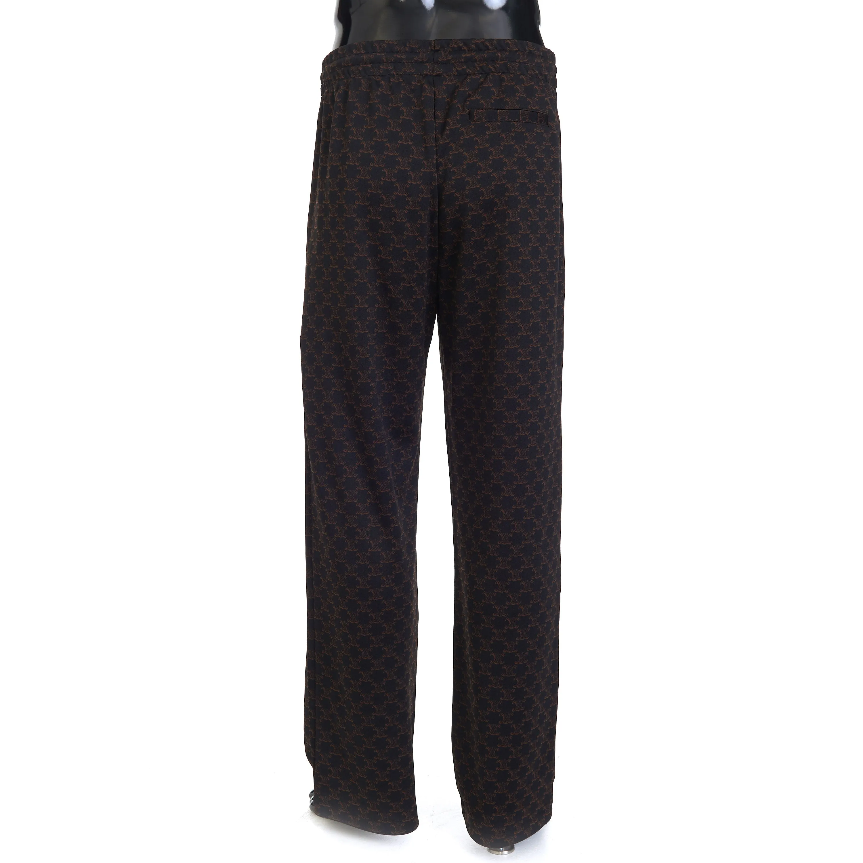 Triomphe Monogram Print Track Pants In Black & Brown Double Face Jersey