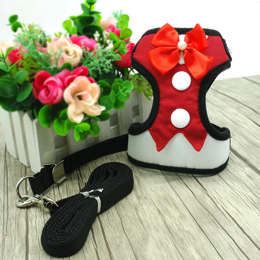Tuxedo Bow Tie Dog Harness & Leash Set
