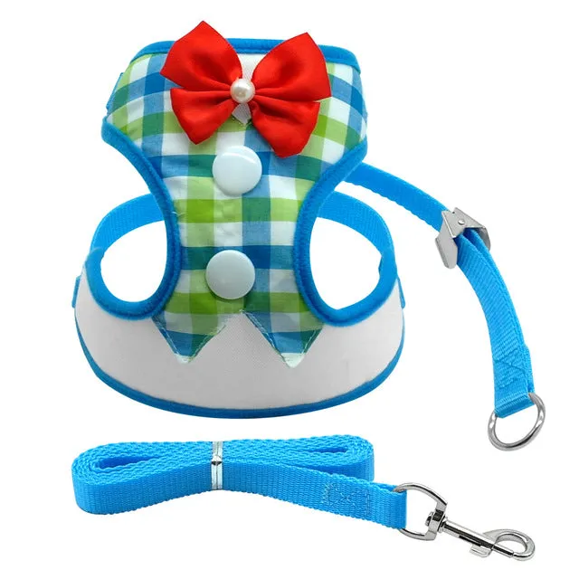 Tuxedo Bow Tie Dog Harness & Leash Set