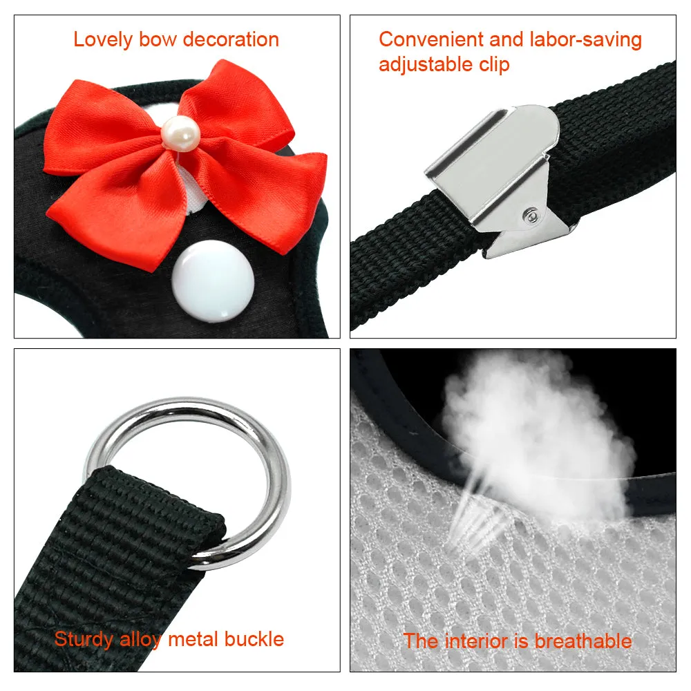 Tuxedo Bow Tie Dog Harness & Leash Set