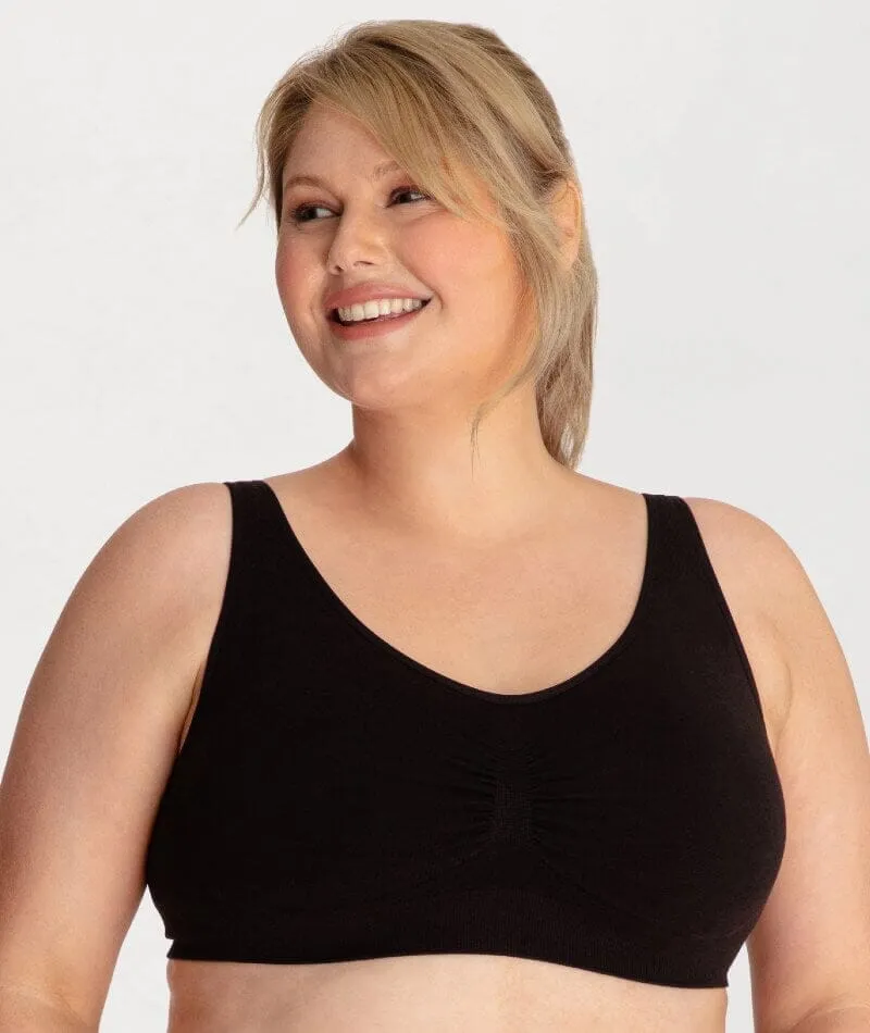 Underbliss Seamless Bamboo Blend Comfort Wire-free Bra 2 Pack - Black/Frappe
