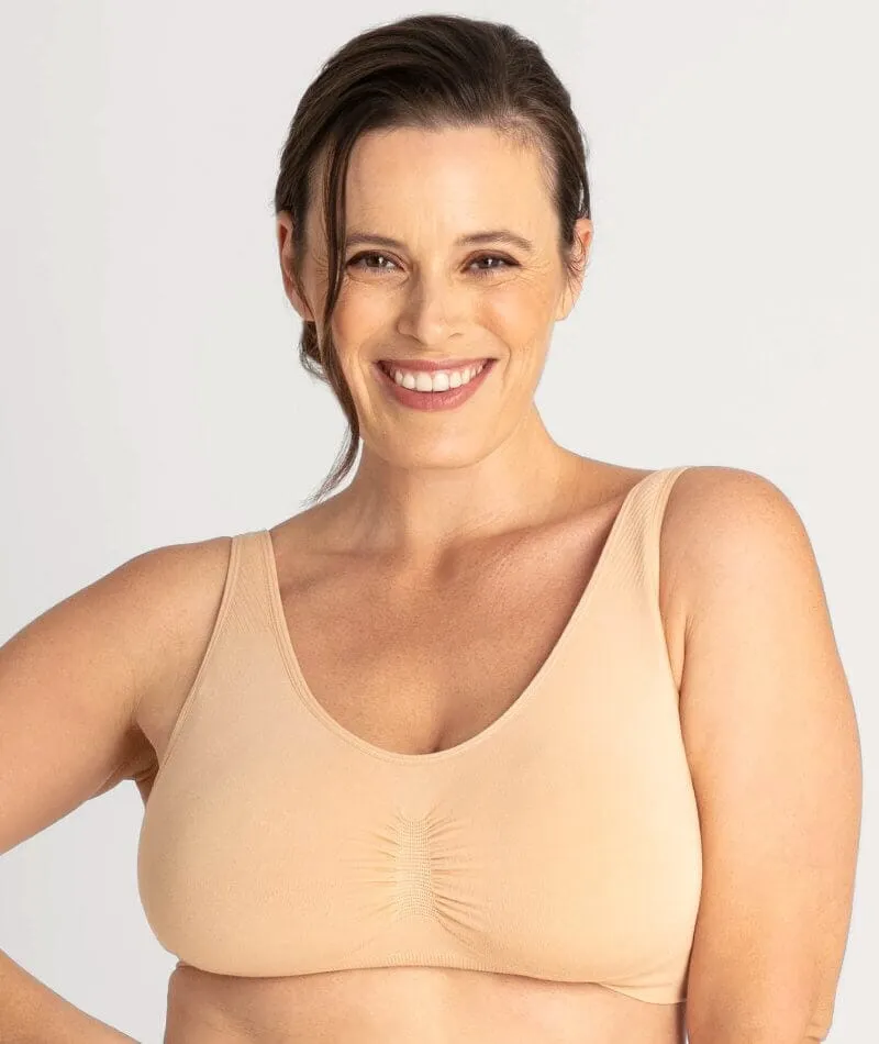 Underbliss Seamless Bamboo Blend Comfort Wire-free Bra 2 Pack - Black/Frappe