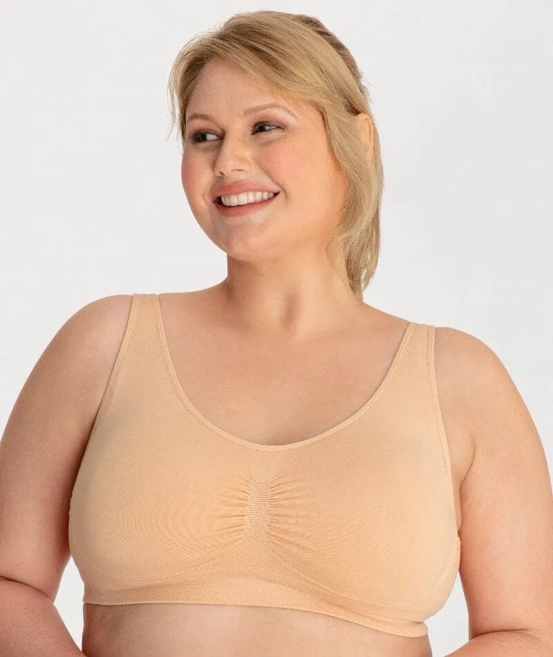 Underbliss Seamless Bamboo Blend Comfort Wire-free Bra 2 Pack - Black/Frappe