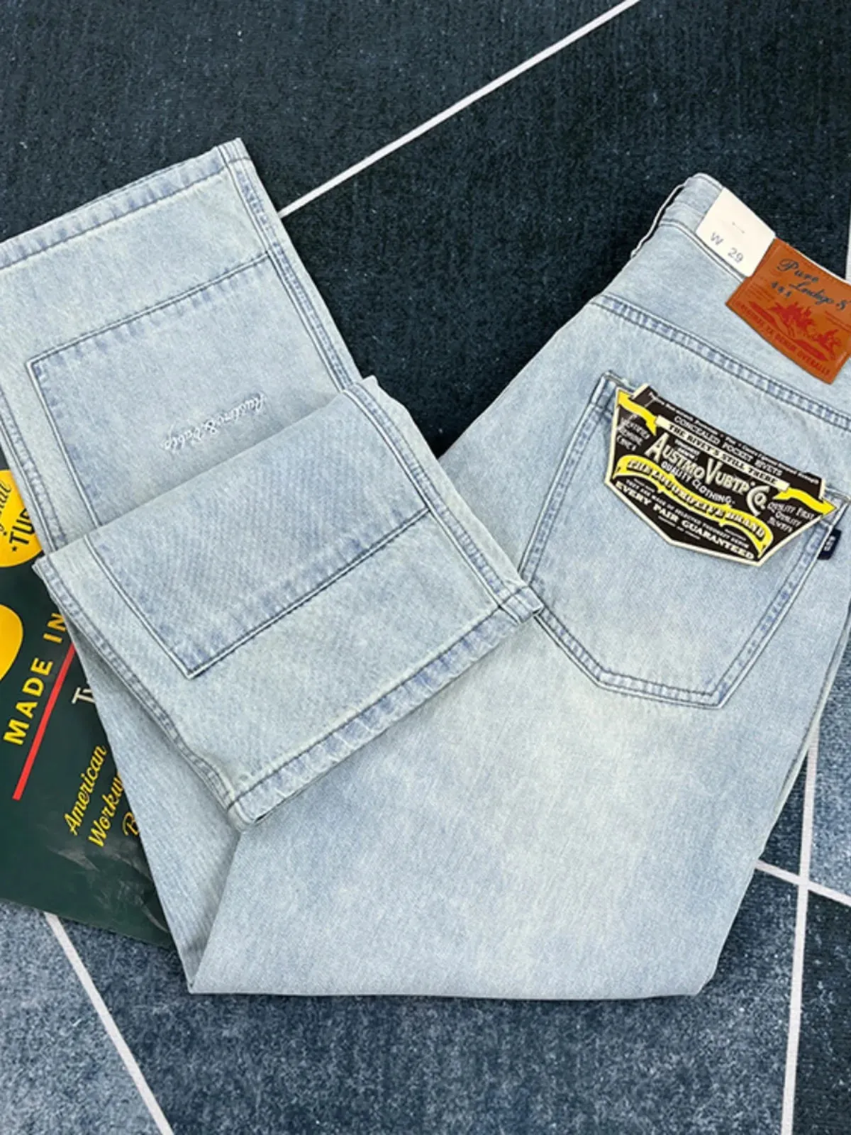 UrbanEase Herren Frühling Sommer Patchwork Stickerei Jeans