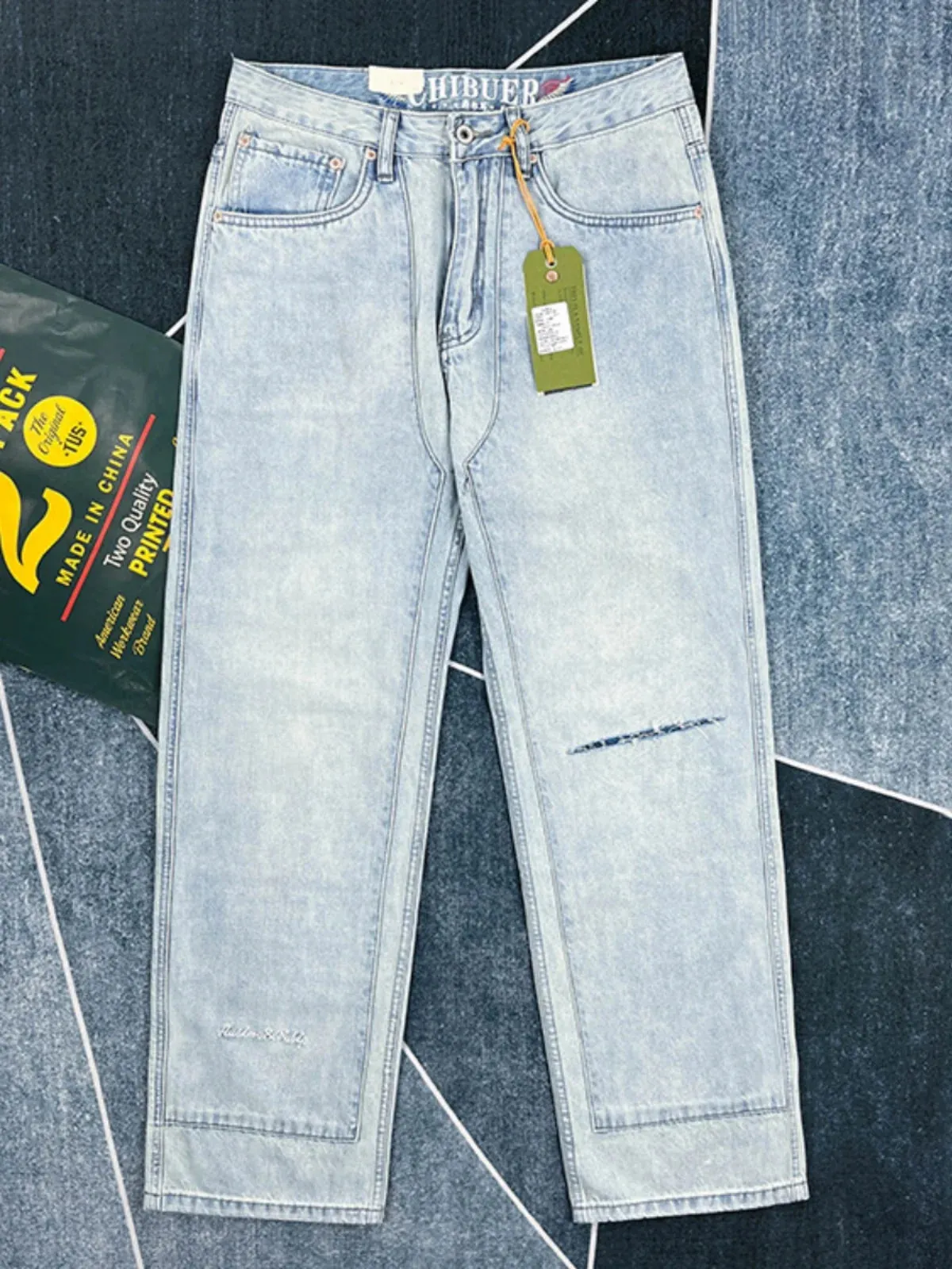 UrbanEase Herren Frühling Sommer Patchwork Stickerei Jeans