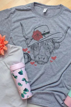 Valentine Highland Cow Unisex Dri-Power Poly Tee