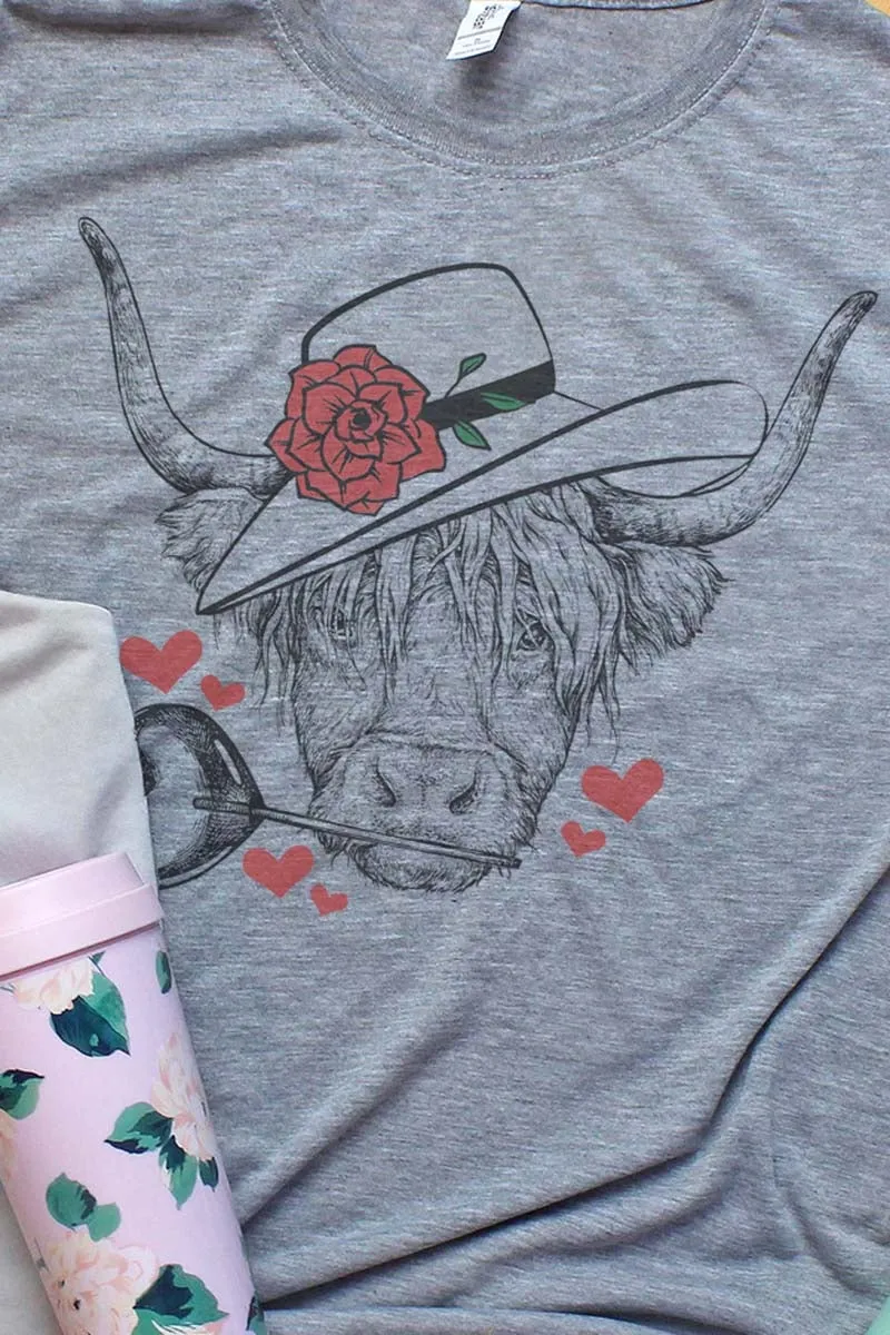 Valentine Highland Cow Unisex Dri-Power Poly Tee