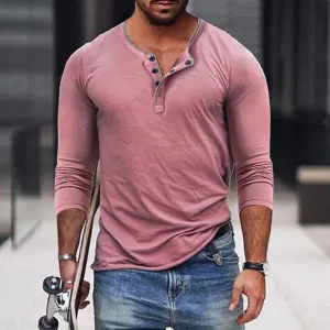 Veyron - Men's Casual  Henley Neck Slim Fit Long Sleeve T-Shirt