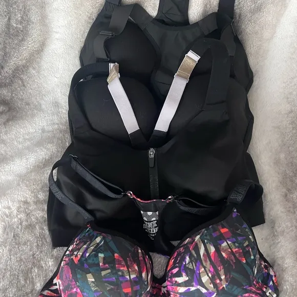 Victoria's Secret Black and Pink Bra Intimates 4 bras 34D-36C
