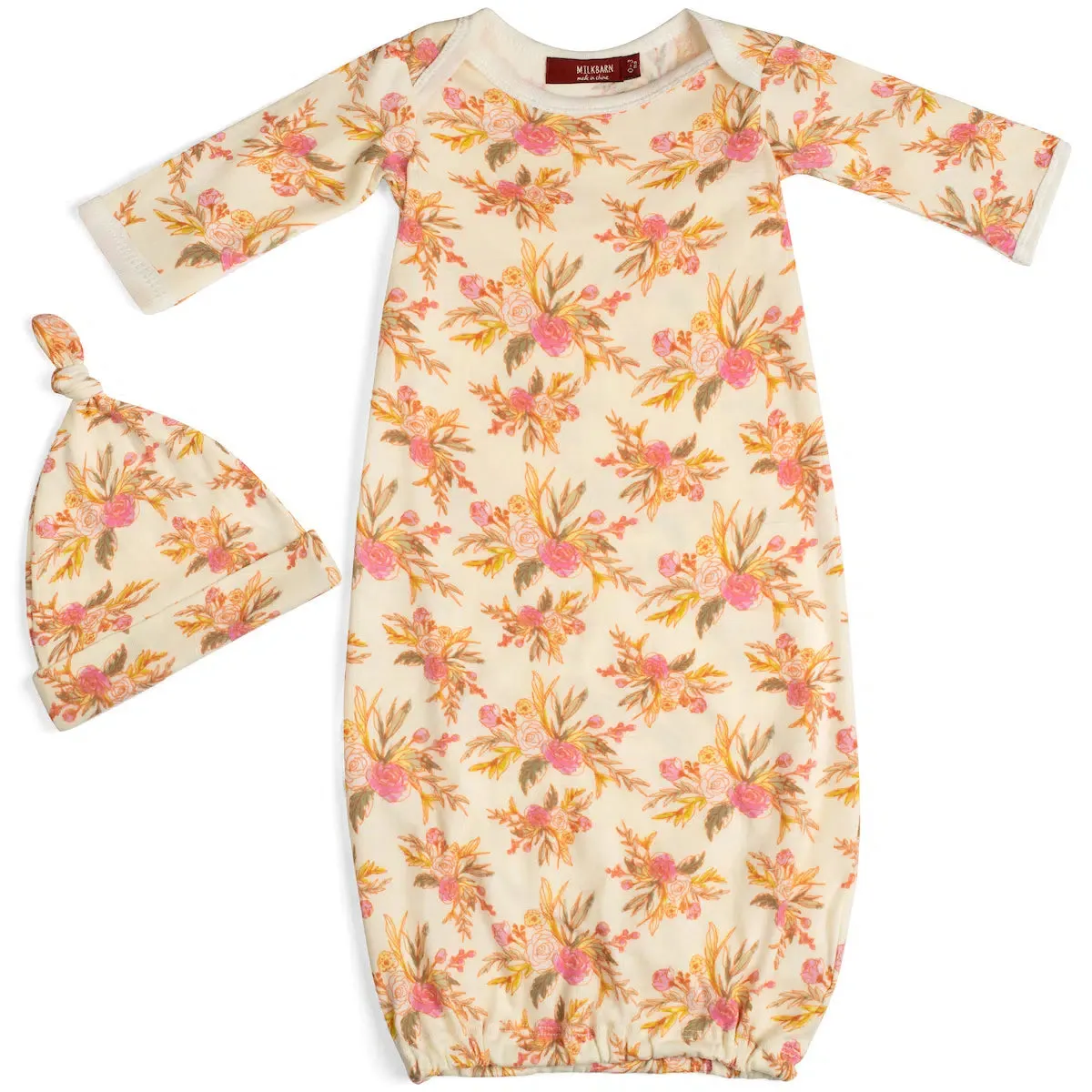 Vintage Floral Bamboo Gown & Hat