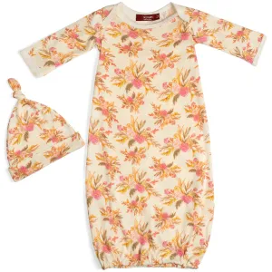 Vintage Floral Bamboo Gown & Hat