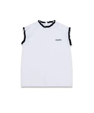 [Warehouse Sale] MACKY Golf: Frill Logo Sleeveless - White