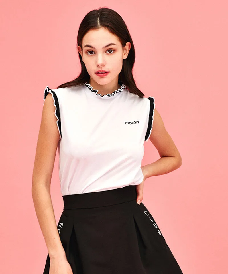 [Warehouse Sale] MACKY Golf: Frill Logo Sleeveless - White