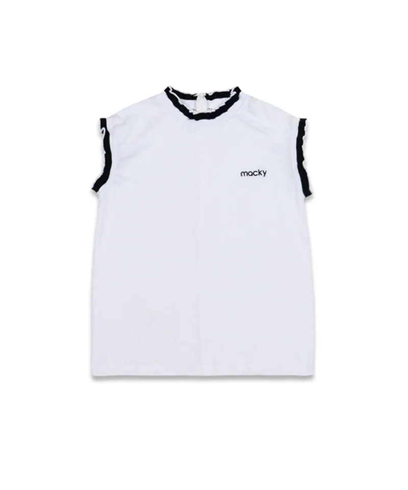 [Warehouse Sale] MACKY Golf: Frill Logo Sleeveless - White