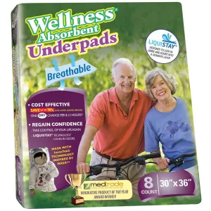 Wellness Absorbent Unisex Underpads w/Advanced NASA Technology, 2 Packs of 8