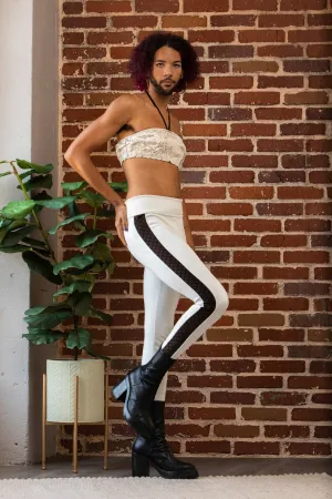 White Jaquard Stretch Leggings