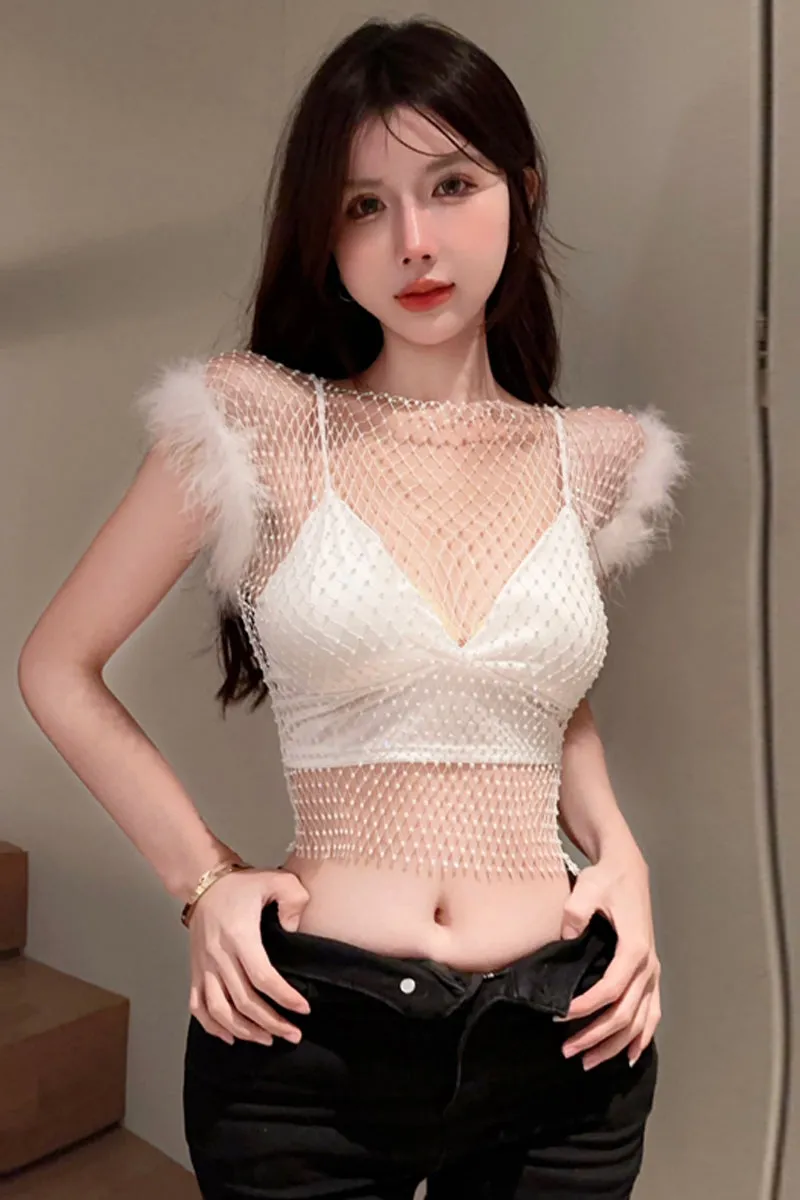 White vest   blouse KF90010