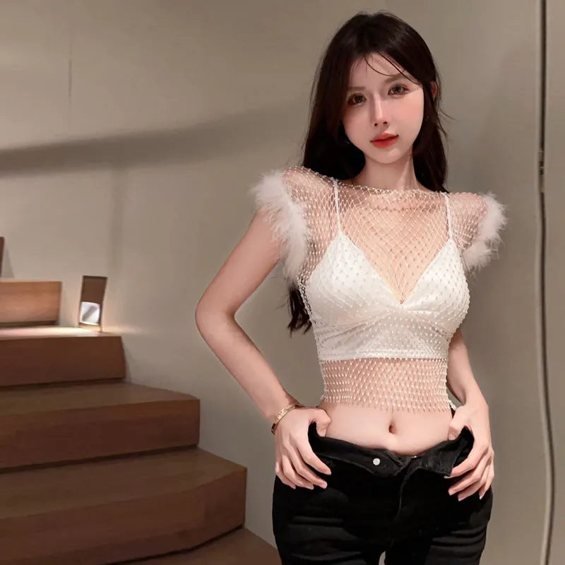 White vest   blouse KF90010