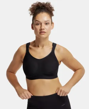 Wirefree Non Padded Microfiber Elastane Stretch Full Coverage Sports Bra with StayDry Treatment - Black