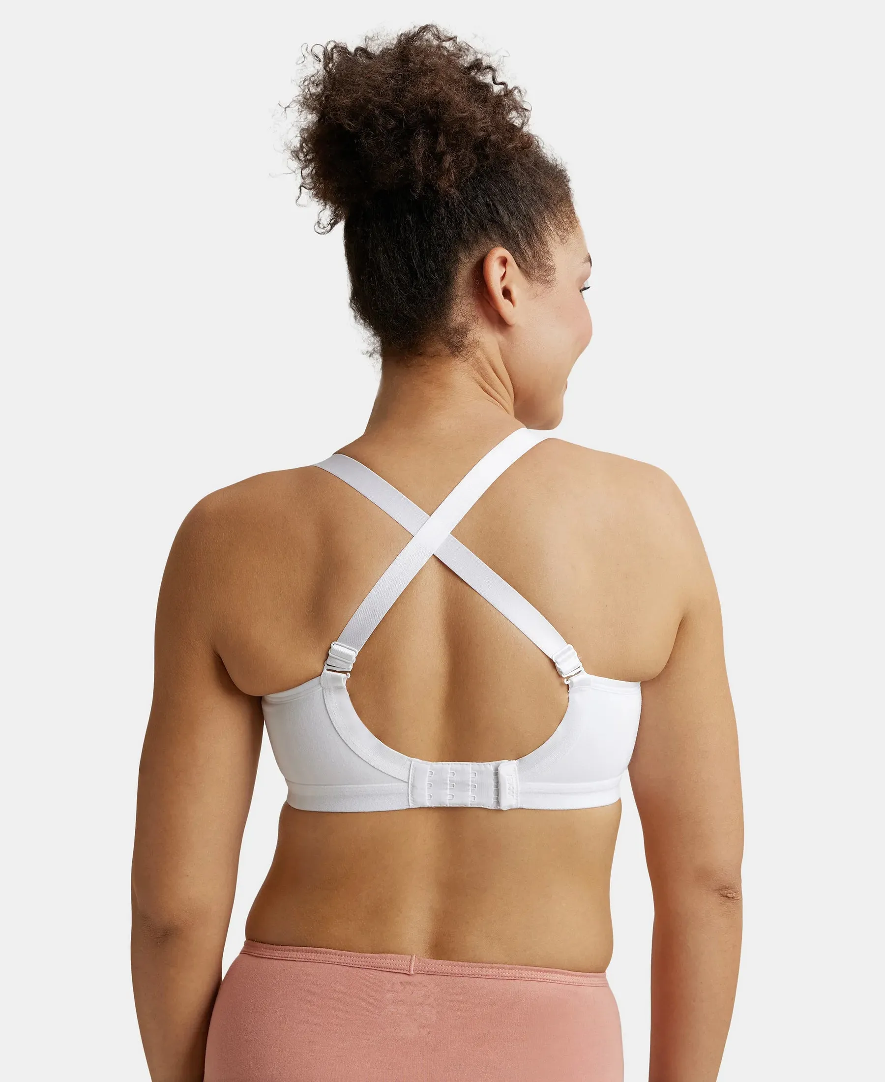 Wirefree Non Padded Plus Size Super Combed Cotton Elastane Stretch Full Coverage Everyday Bra with Detachable Straps - White