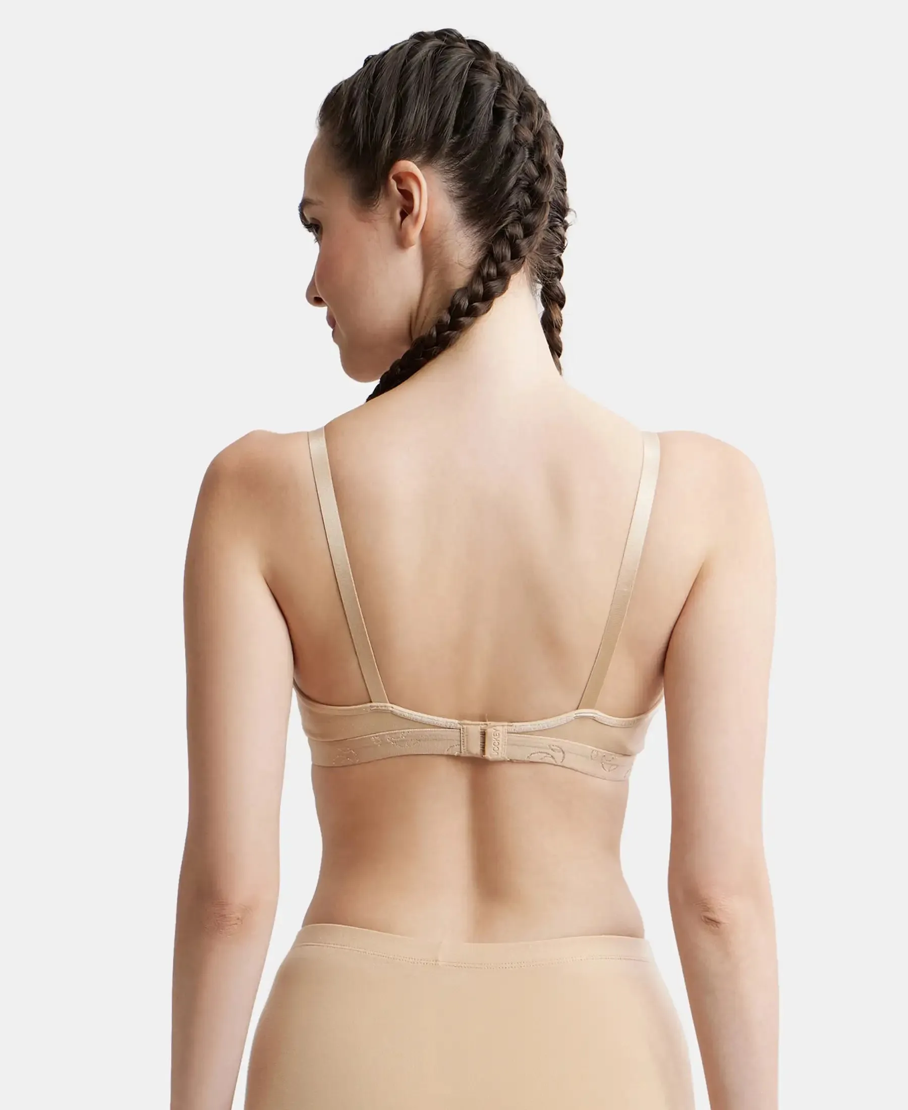 Wirefree Non Padded Super Combed Cotton Elastane Stretch Everyday Bra with Ultrasoft and Durable Underband - Skin