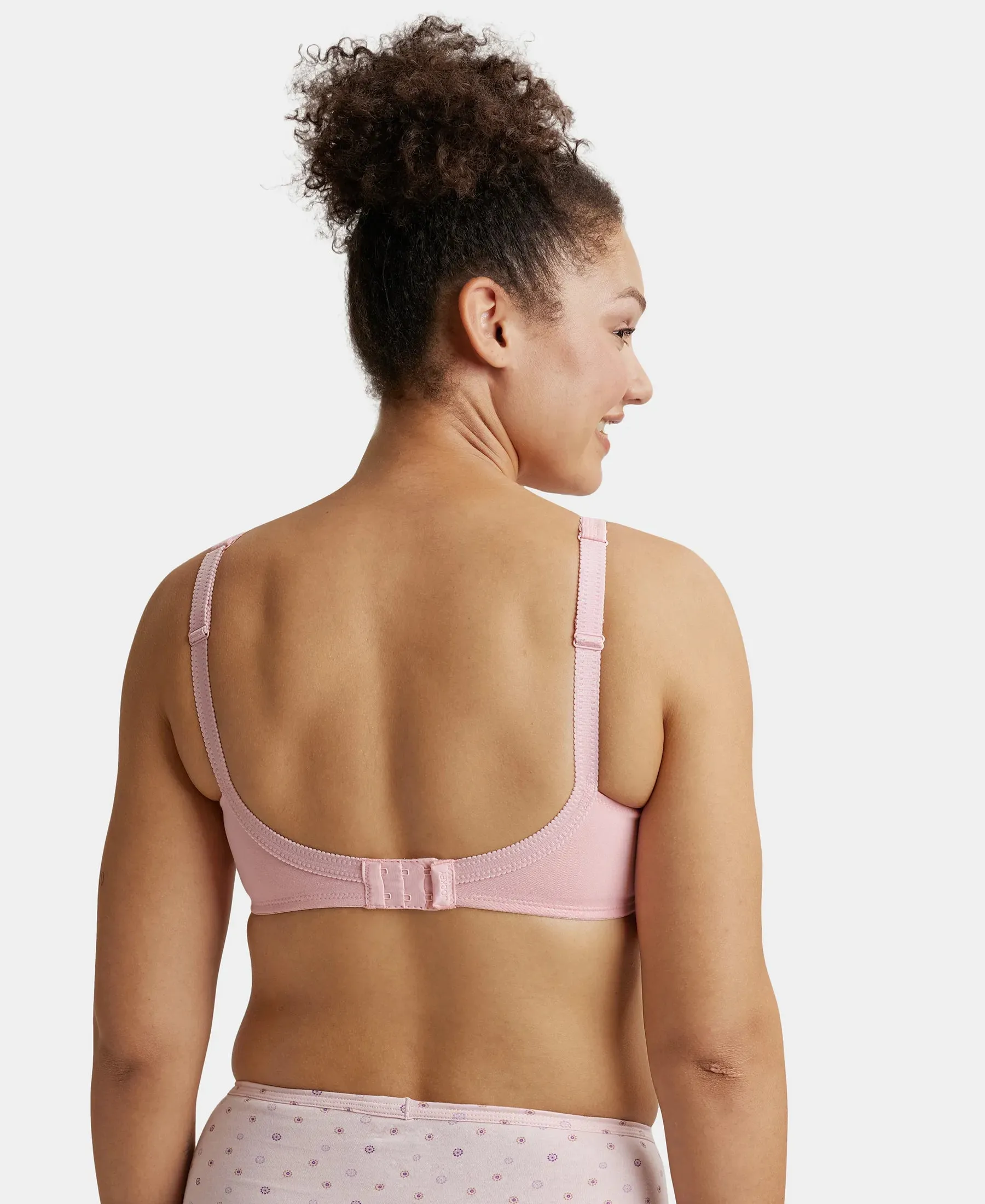 Wirefree Non Padded Super Combed Cotton Elastane Stretch Full Coverage Plus Size Bra with Side Panel Support - Candy Pink
