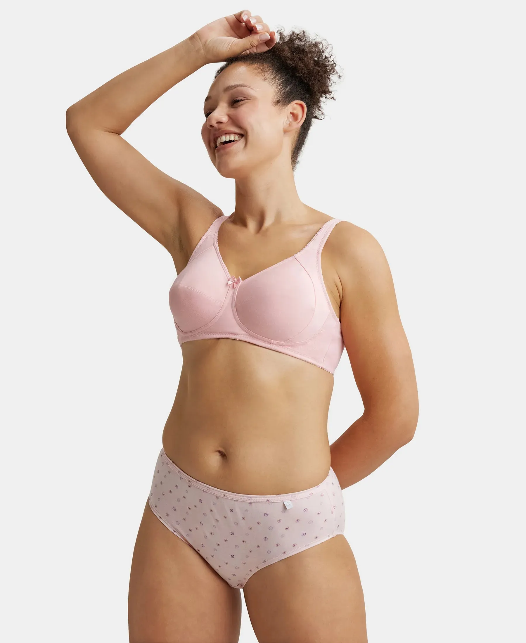 Wirefree Non Padded Super Combed Cotton Elastane Stretch Full Coverage Plus Size Bra with Side Panel Support - Candy Pink
