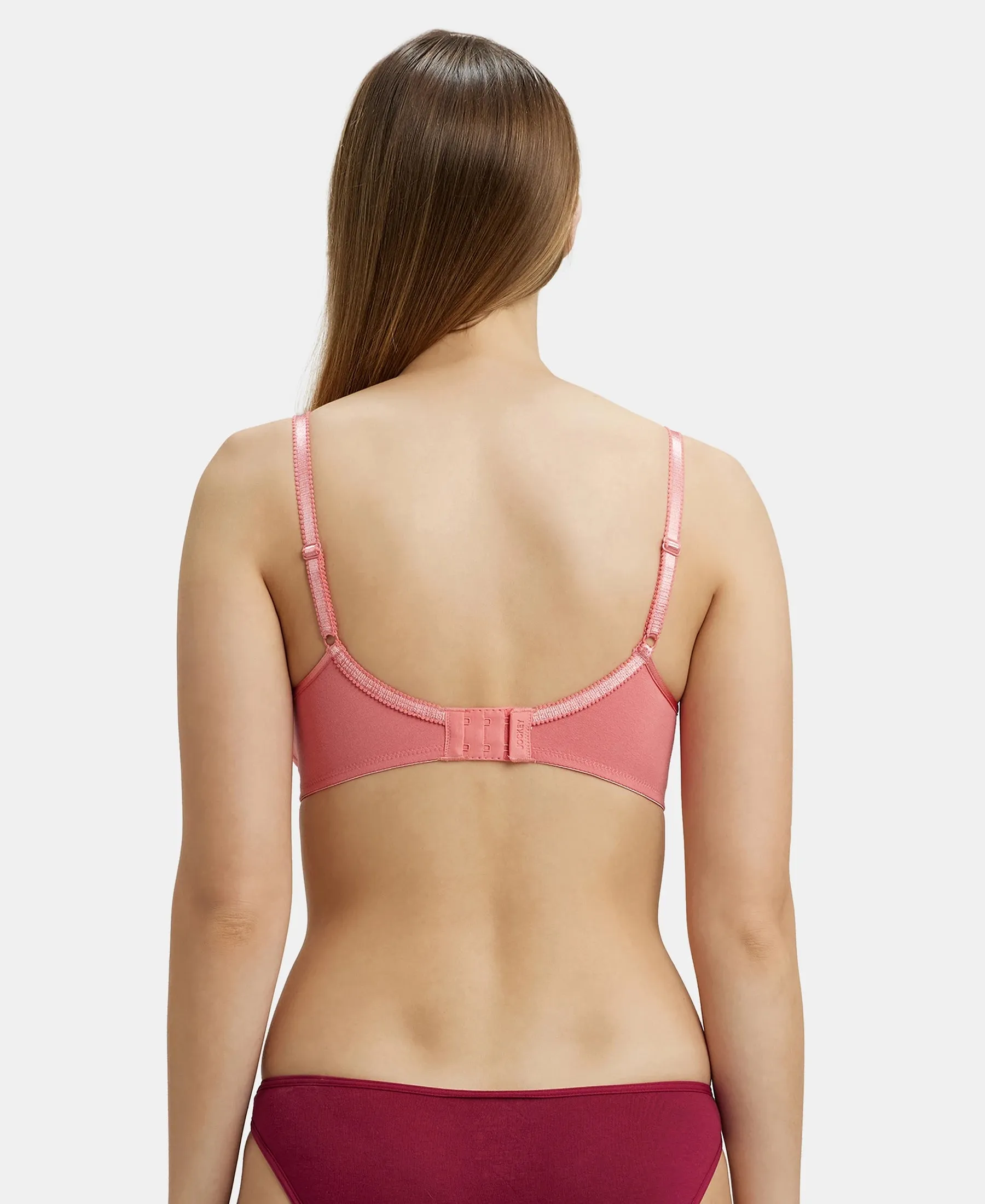 Wirefree Non Padded Super Combed Cotton Elastane Stretch Medium Coverage Cross Over Everyday Bra - Blush Pink
