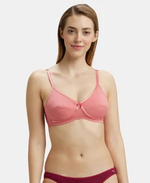 Wirefree Non Padded Super Combed Cotton Elastane Stretch Medium Coverage Cross Over Everyday Bra - Blush Pink
