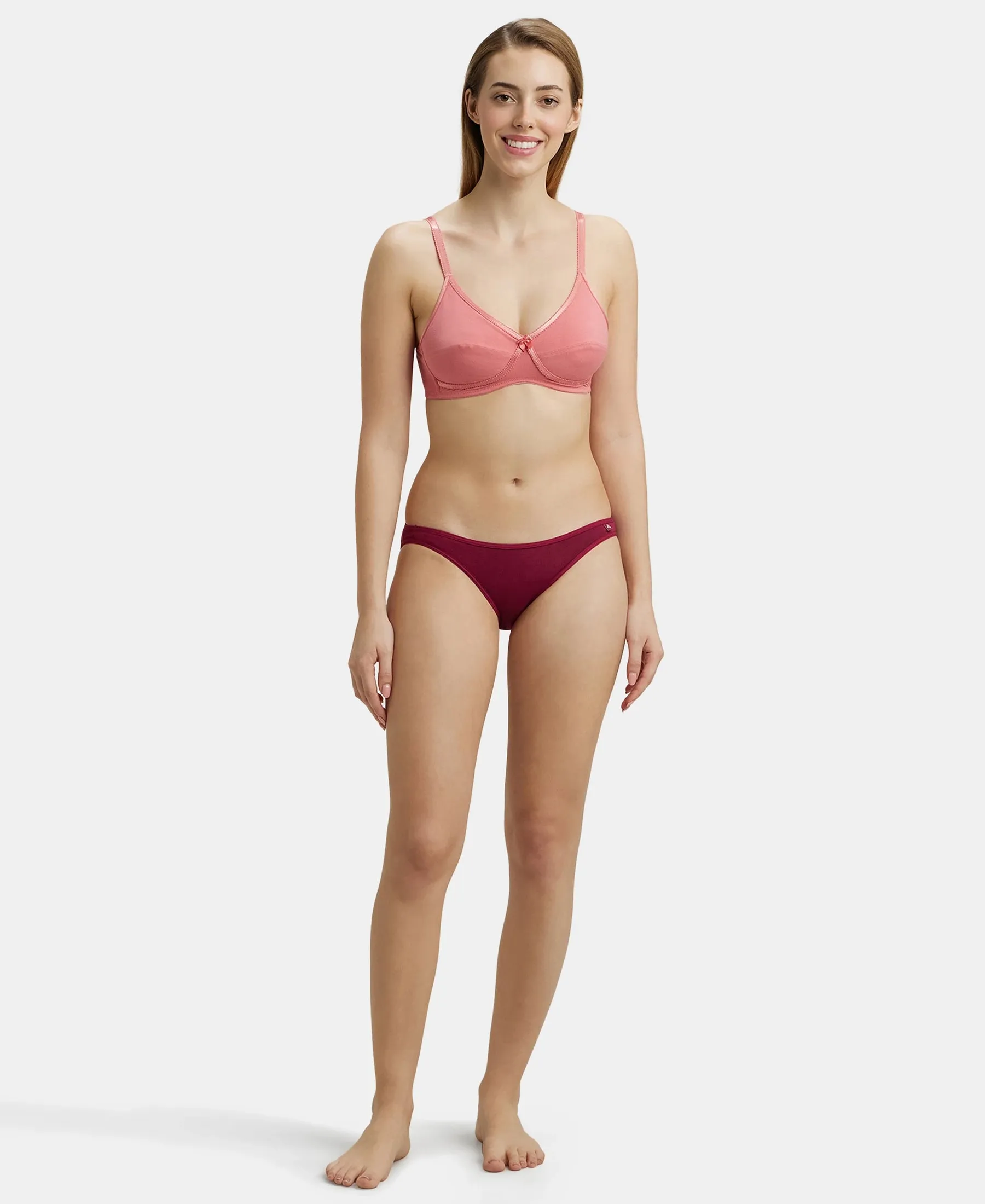 Wirefree Non Padded Super Combed Cotton Elastane Stretch Medium Coverage Cross Over Everyday Bra - Blush Pink
