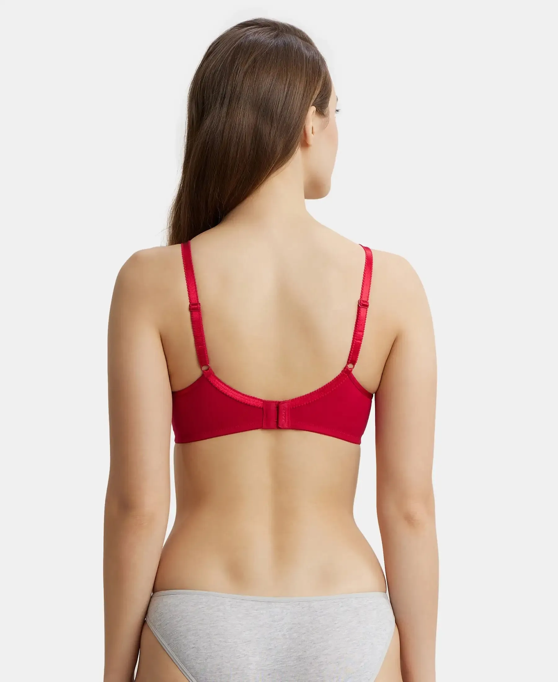 Wirefree Non Padded Super Combed Cotton Elastane Stretch Medium Coverage Cross Over Everyday Bra - Red Love