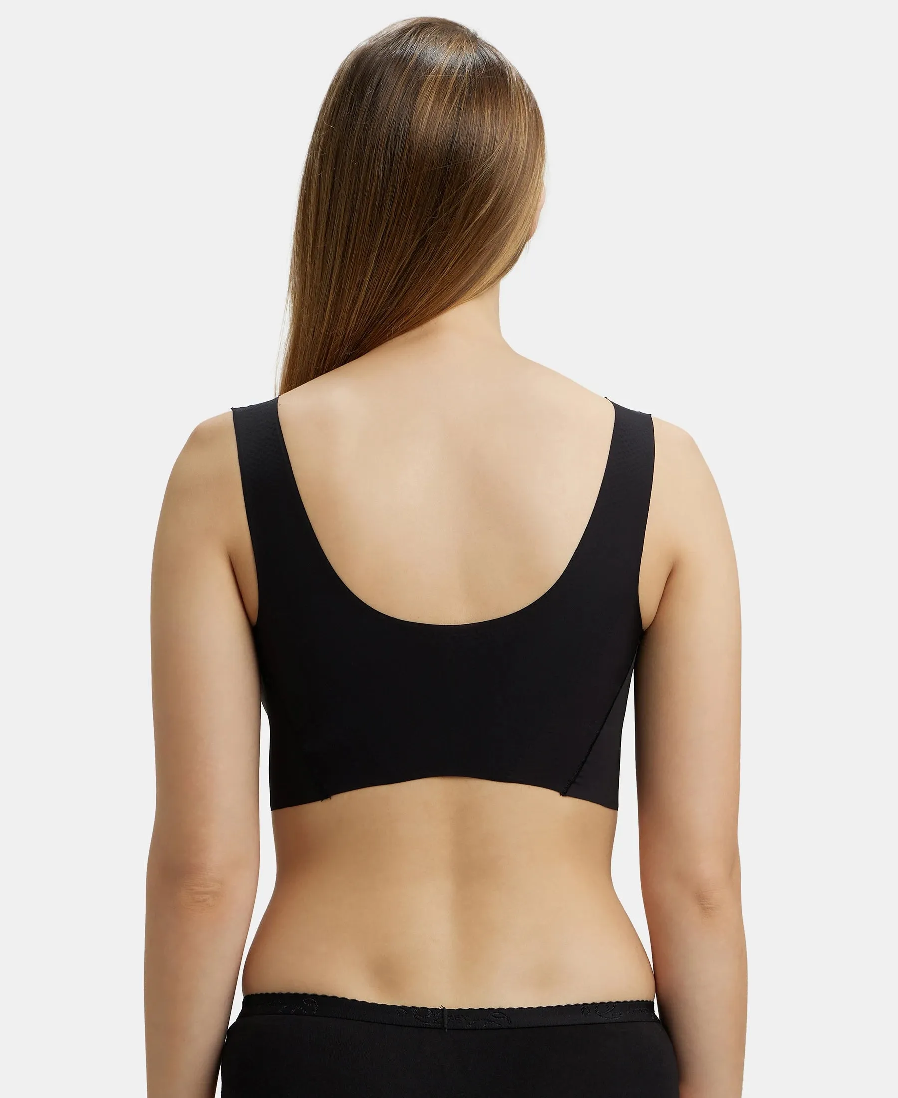 Wirefree Padded Soft touch Microfiber Elastane Full Coverage Lounge Bra with 360 Degree Stretch - Black
