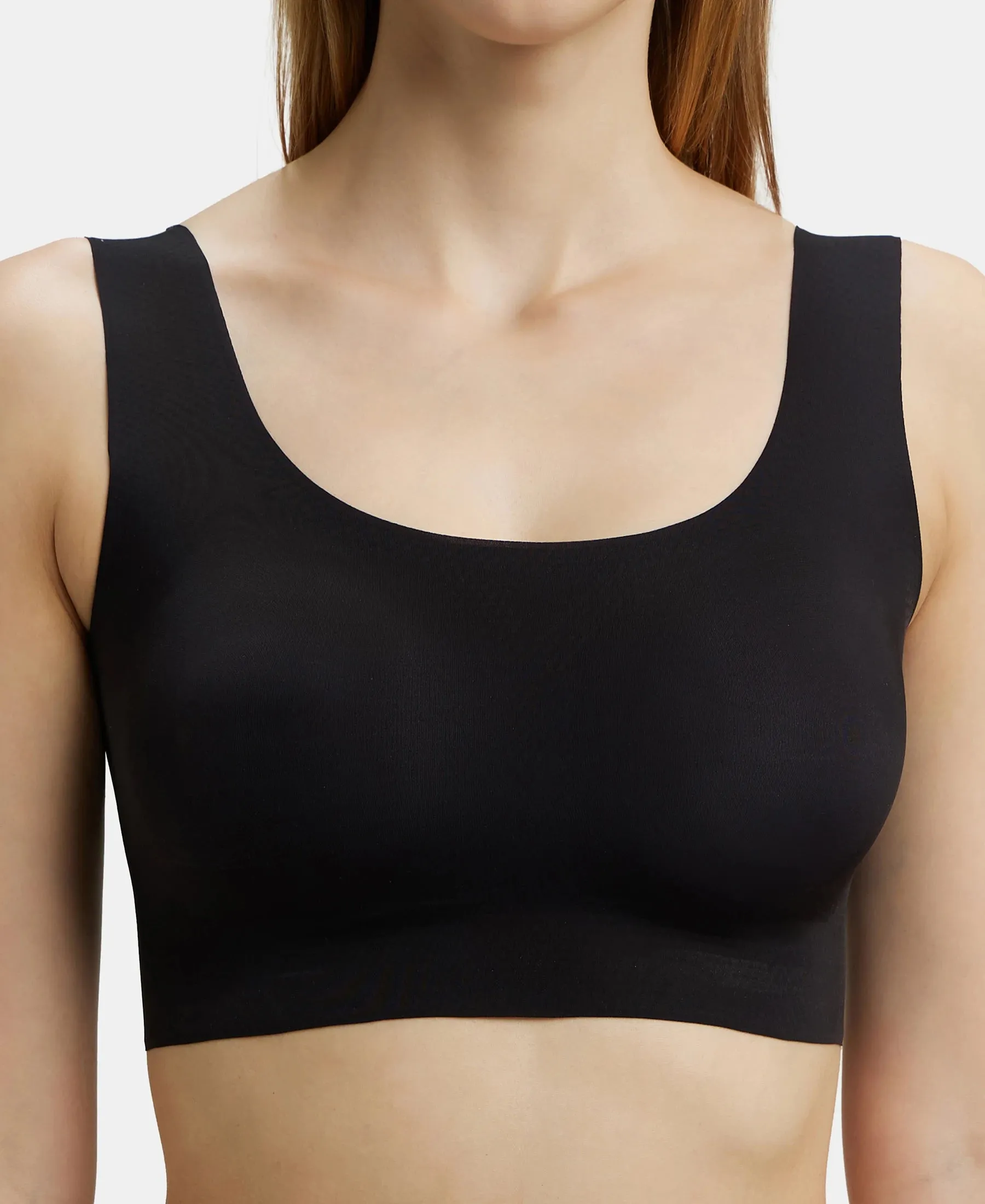 Wirefree Padded Soft touch Microfiber Elastane Full Coverage Lounge Bra with 360 Degree Stretch - Black