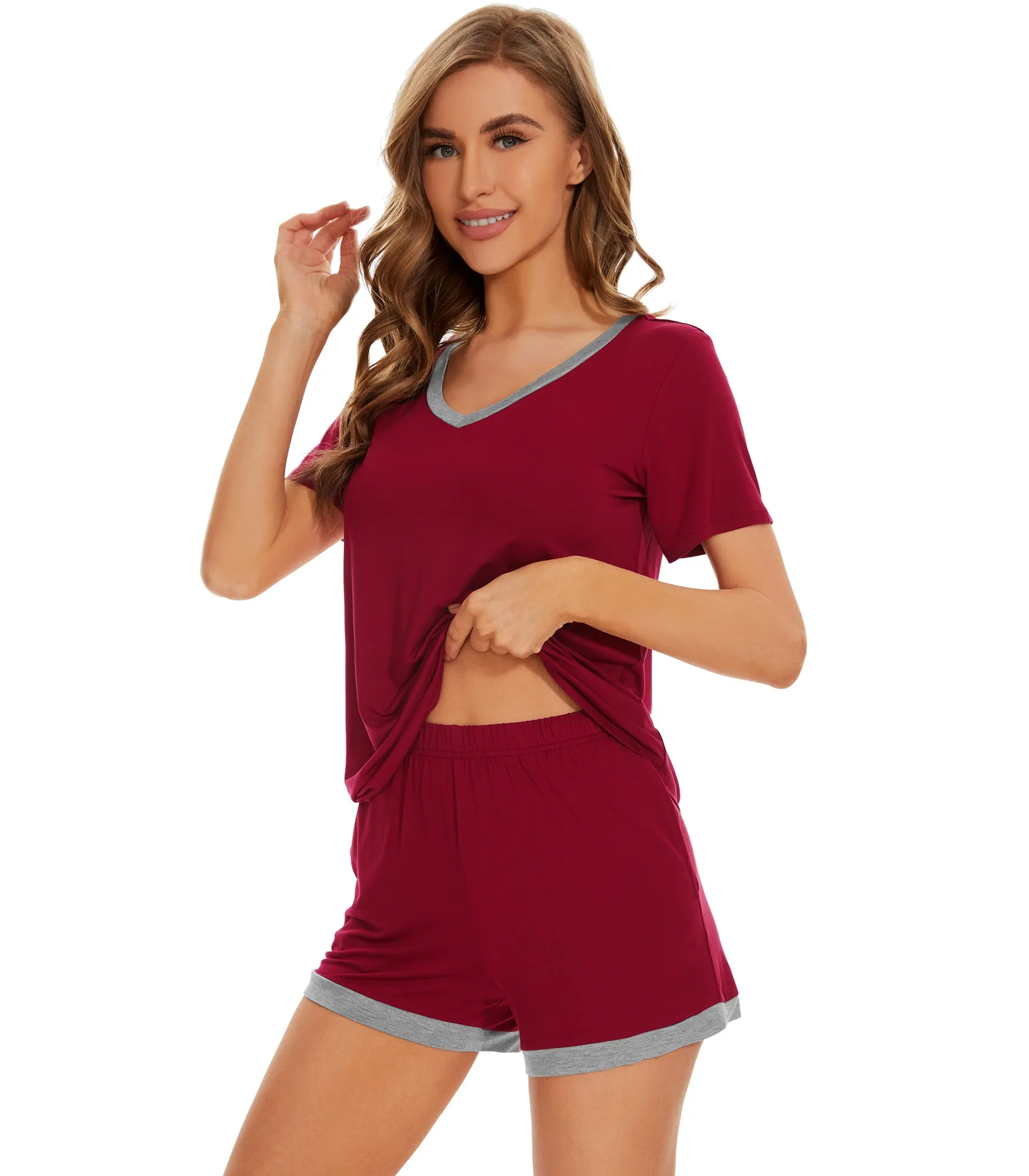 WiWi Bamboo Short Sleeve Pajama Sets for Women