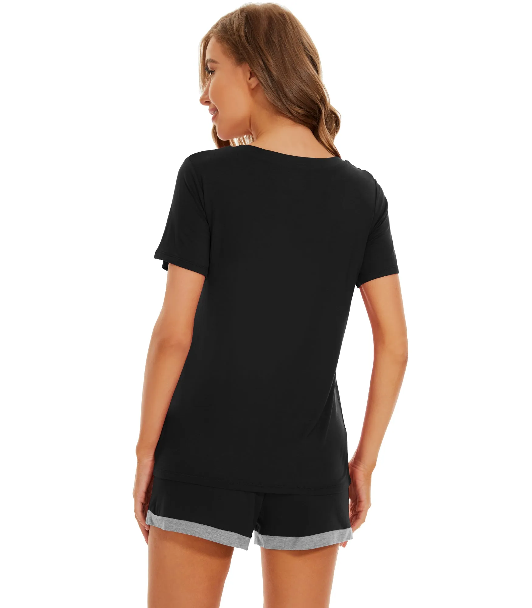 WiWi Bamboo Short Sleeve Pajama Sets for Women