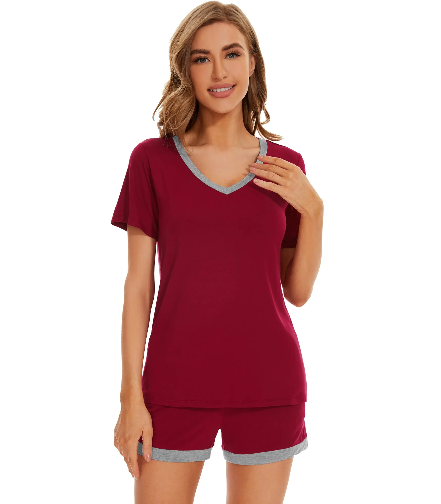WiWi Bamboo Short Sleeve Pajama Sets for Women