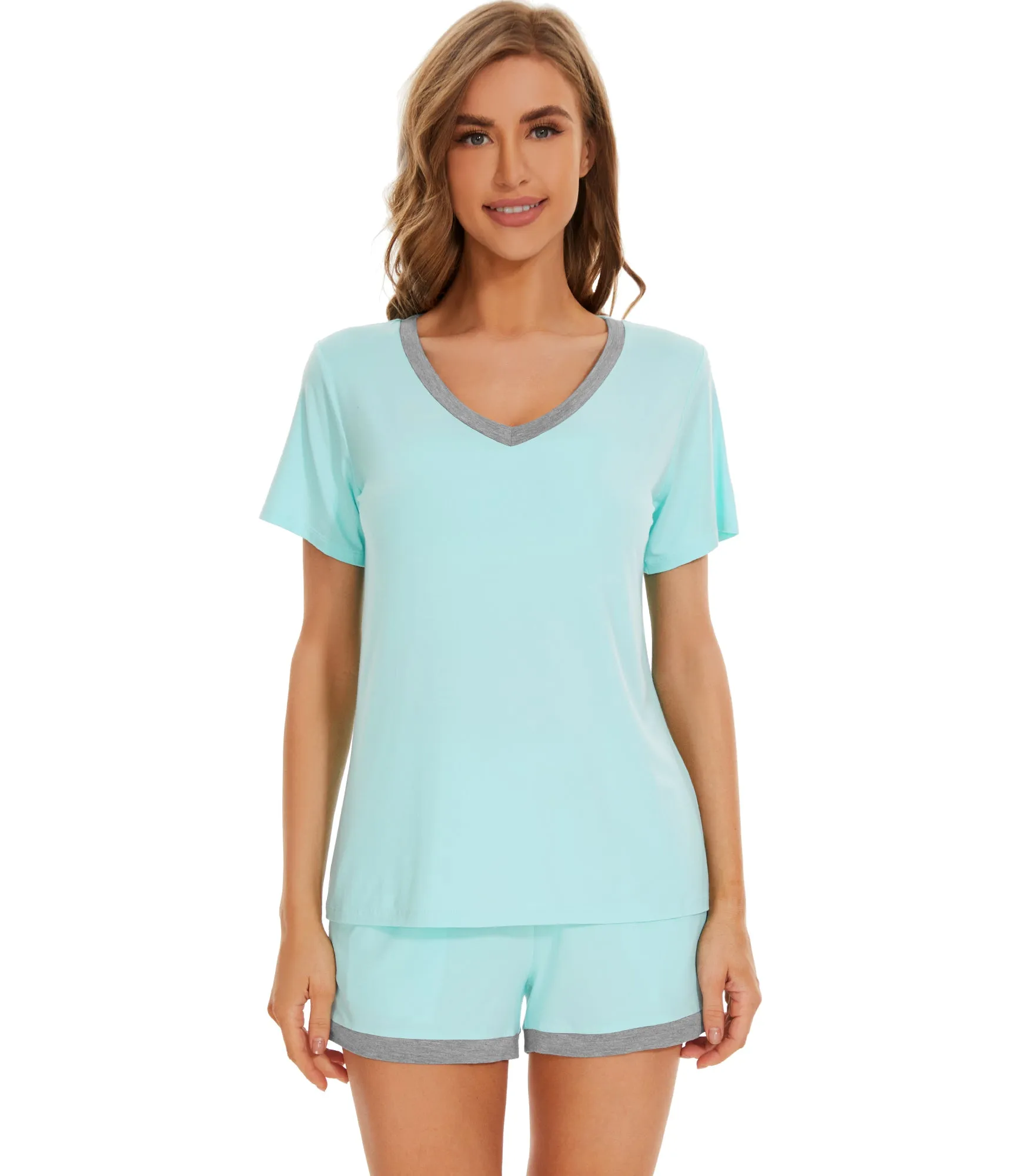 WiWi Bamboo Short Sleeve Pajama Sets for Women