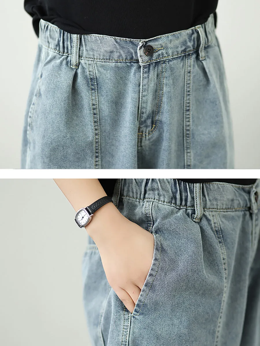 Women Summer Vintage Spliced Denim Harem Pants