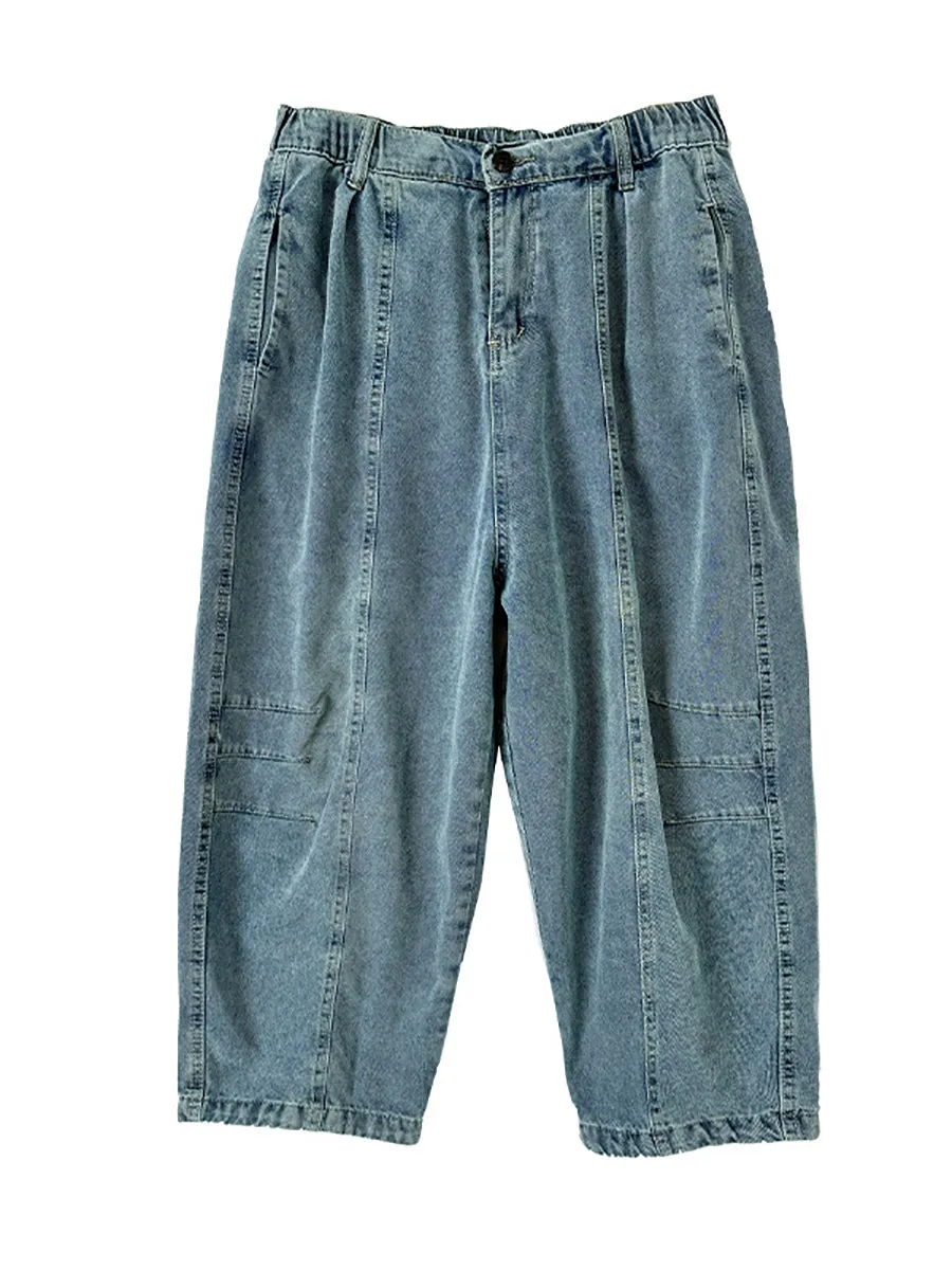Women Summer Vintage Spliced Denim Harem Pants