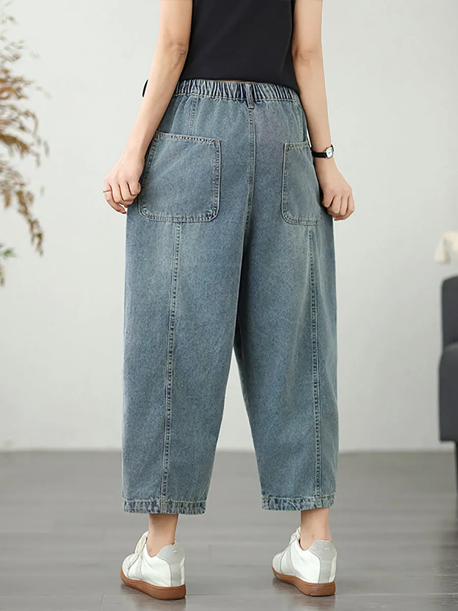 Women Summer Vintage Spliced Denim Harem Pants