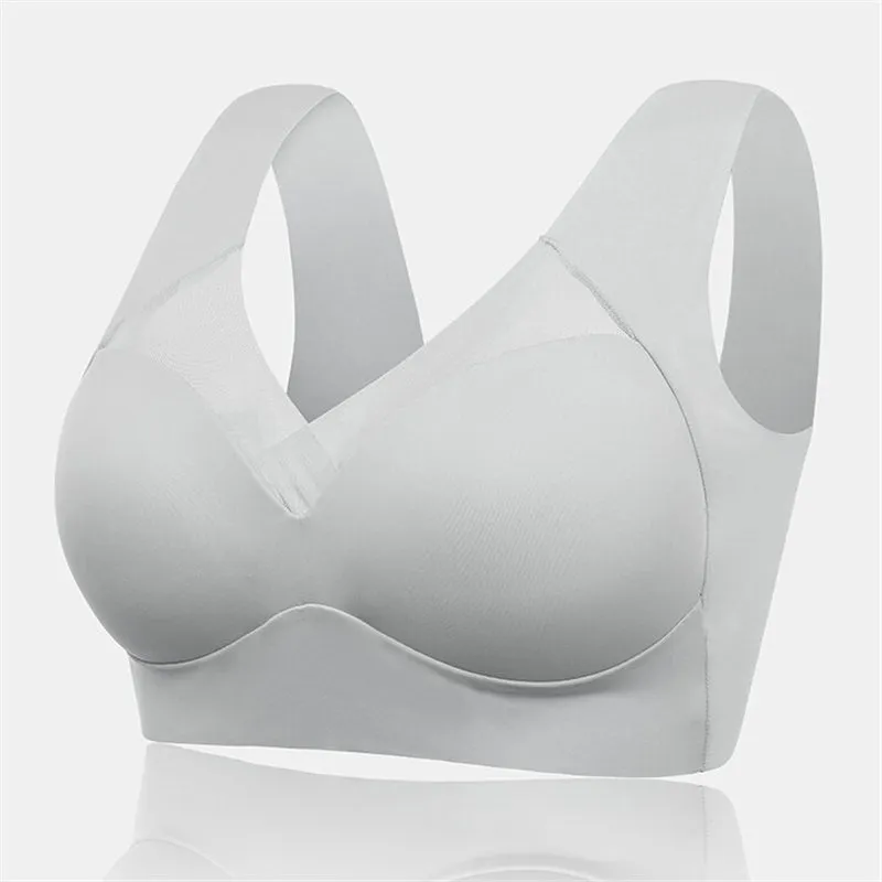Women's Comfort Seamless Lace Mesh Wide Straps Bra