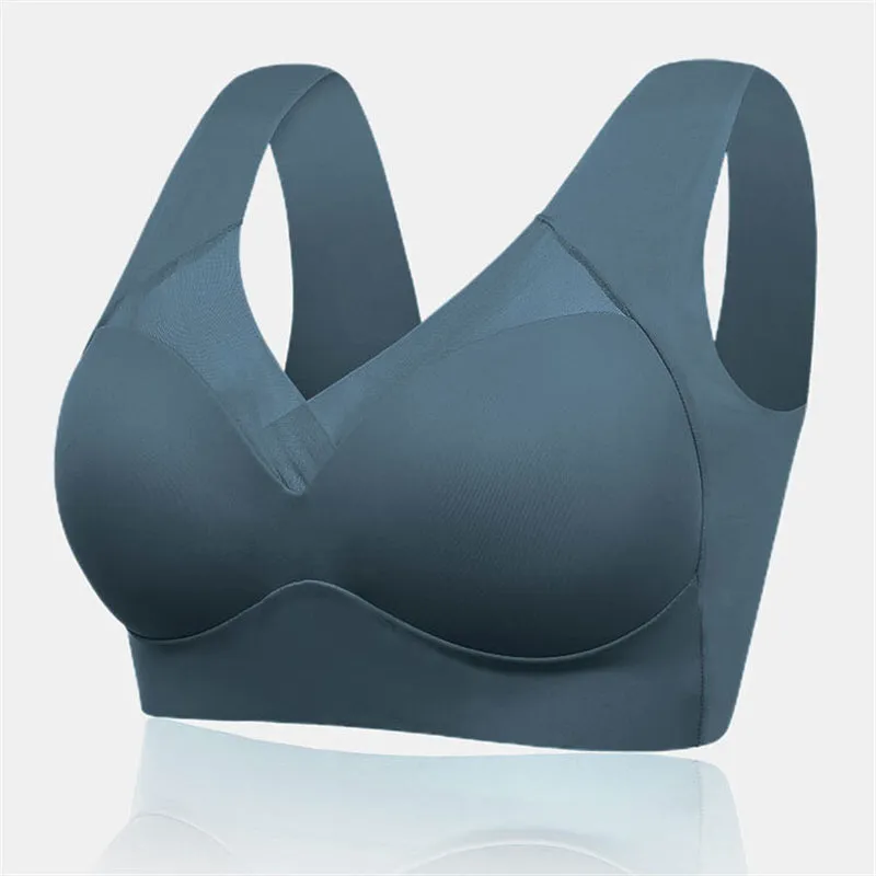 Women's Comfort Seamless Lace Mesh Wide Straps Bra