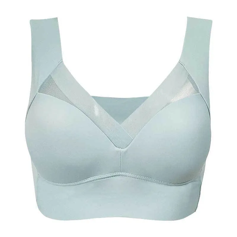 Women's Comfort Seamless Lace Mesh Wide Straps Bra