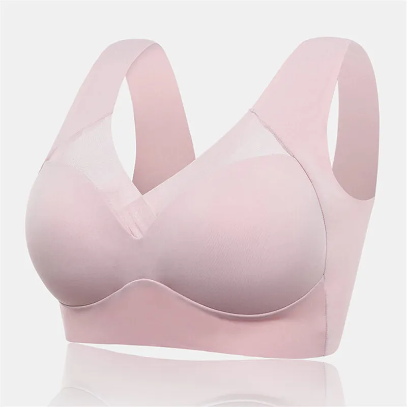 Women's Comfort Seamless Lace Mesh Wide Straps Bra