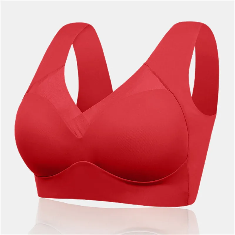 Women's Comfort Seamless Lace Mesh Wide Straps Bra