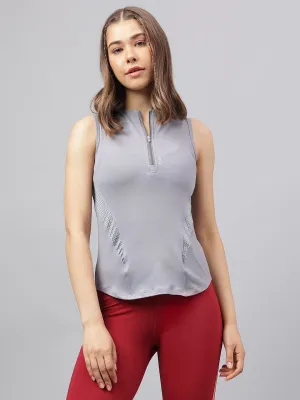 Women's front zipper sleeveless top