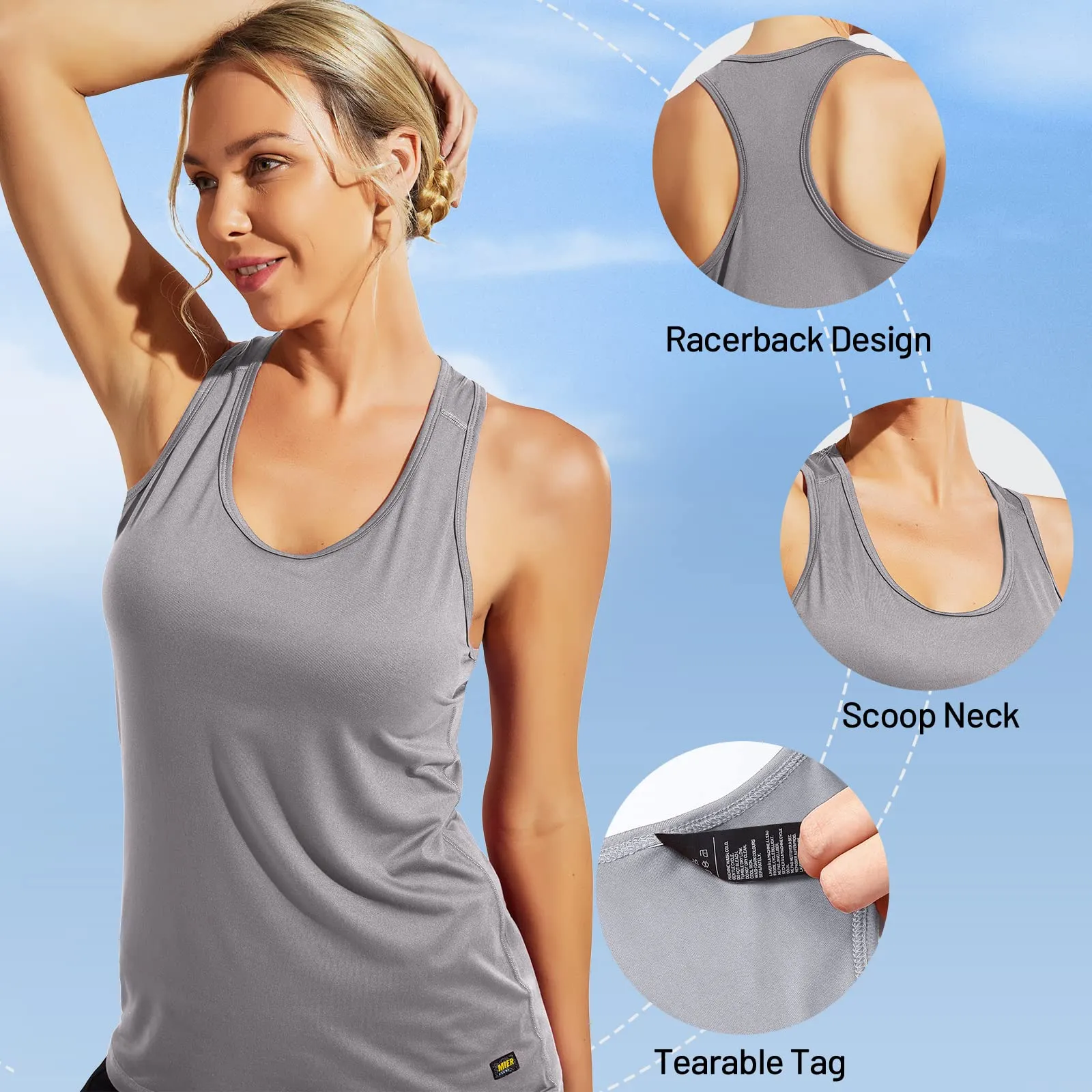 Women's Racerback Workout Tank Tops Dry Fit Muscle Tee Top